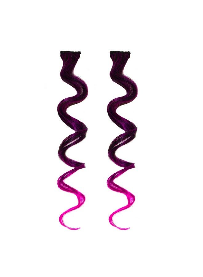 Rapidsflow Double Shade Colored Hair Streak/Hair Extensions For Women And Girls Real Hair For Highlighting Set Of2Pc (Curly Winepink) - Image 2