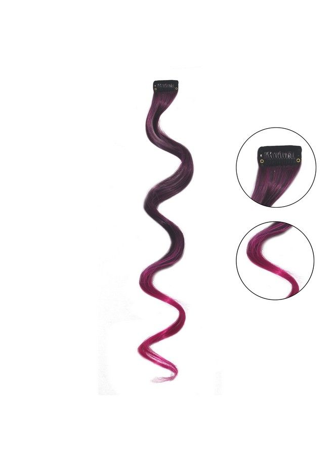 Rapidsflow Double Shade Colored Hair Streak/Hair Extensions For Women And Girls Real Hair For Highlighting Set Of2Pc (Curly Winepink) - Image 5
