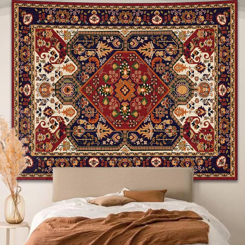 Apdidl All storage space compatible Boho Hippie Wall Tapestry for Bedroom Aesthetic, Indian Bohemian Tapestries Art Decor, Vintage Orange Mandala Floral Blanket Cool Vertical Wall Hanging for Living Room Dorm 51" X 60" Labor saving optimized design - Image 1