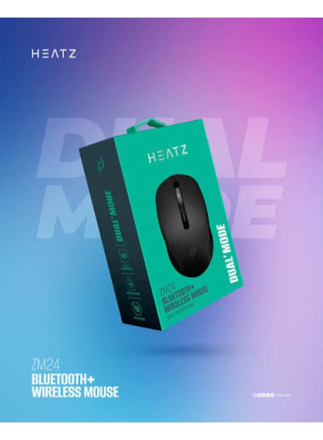 HEATZ Bluetooth Wireless Mouse, Dual Mode Silent Click, Type-C Rechargeable Port, Multi-Device Compatible, Black - Image 2