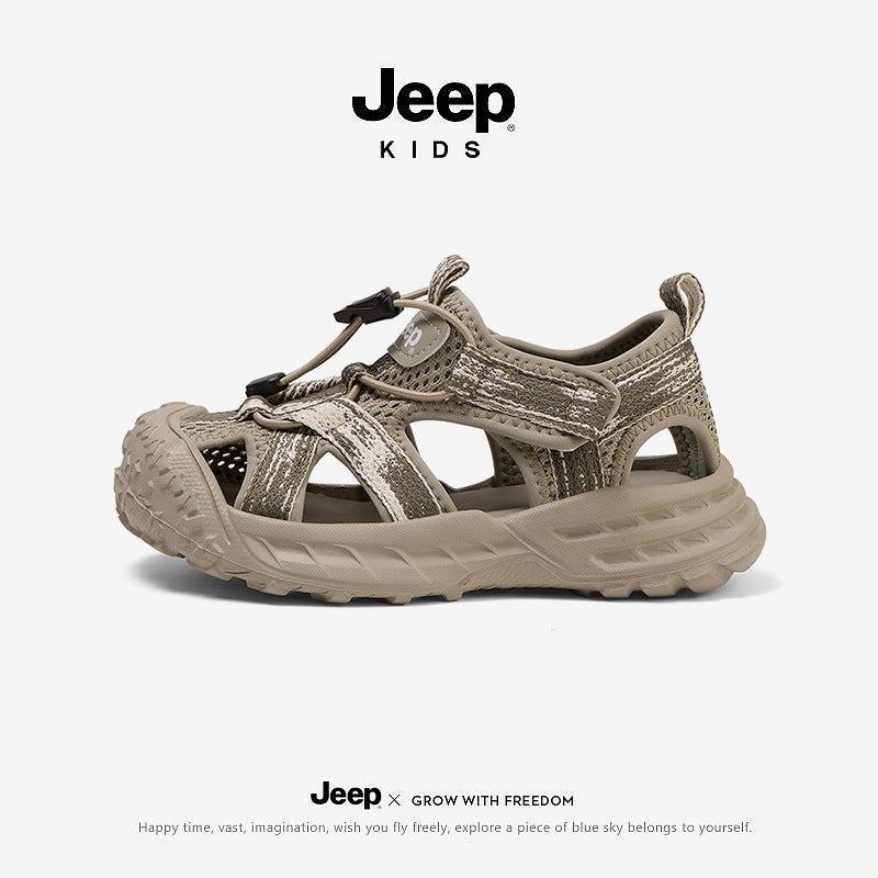 Jeep Boys Sandals Mesh Baotou Boys Beach Shoes 2025 Fashion Non-Slip Children'S Tracing Shoes - Image 1