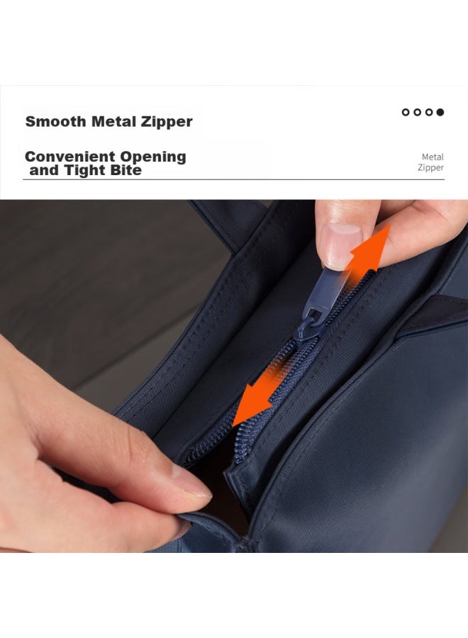 Deli Office Meeting Bag, Business Bag, Doent Bag, Large Capacity Business Zipper Handbag, Laptop Briefcase, Satin Material, Waterproof And Wear-resistant, Laptop Compartment, Blue - Image 3