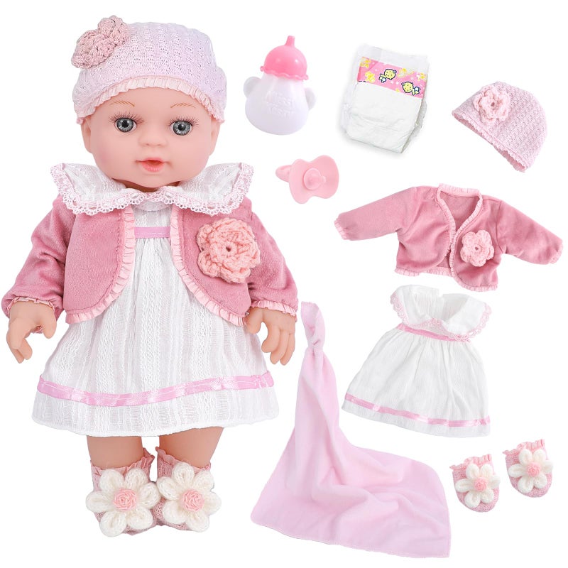 DOTVOSY 12 Girl Baby Dolls Playset Adoption Baby Doll with Clothes Accessories Include OutfitsPacifierDisposable DiaperBlanketFeeding Bottle Toy Stuff for Toddler 3 Ages and Up - Image 3