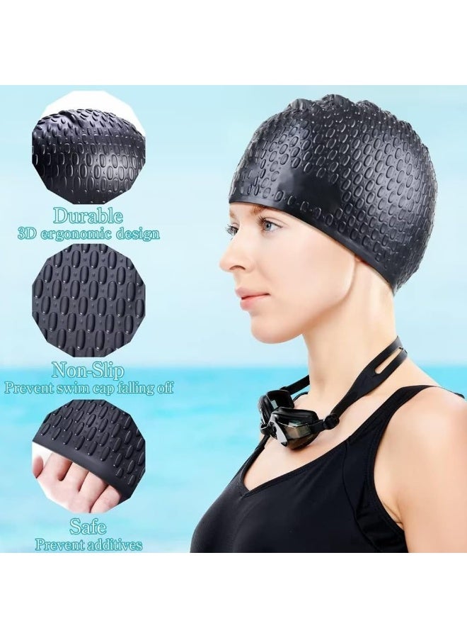 XUN Silicone Swim Cap, 2 Pack, Good Airtightness, Suitable for Short Hair and Medium-Length Curly Hair, Adult Swim Caps for Men and Women - Image 3
