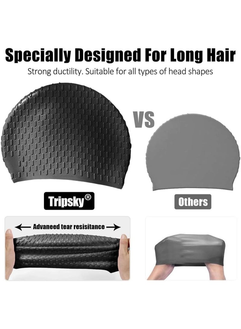 XUN Silicone Swim Cap, 2 Pack, Good Airtightness, Suitable for Short Hair and Medium-Length Curly Hair, Adult Swim Caps for Men and Women - Image 4