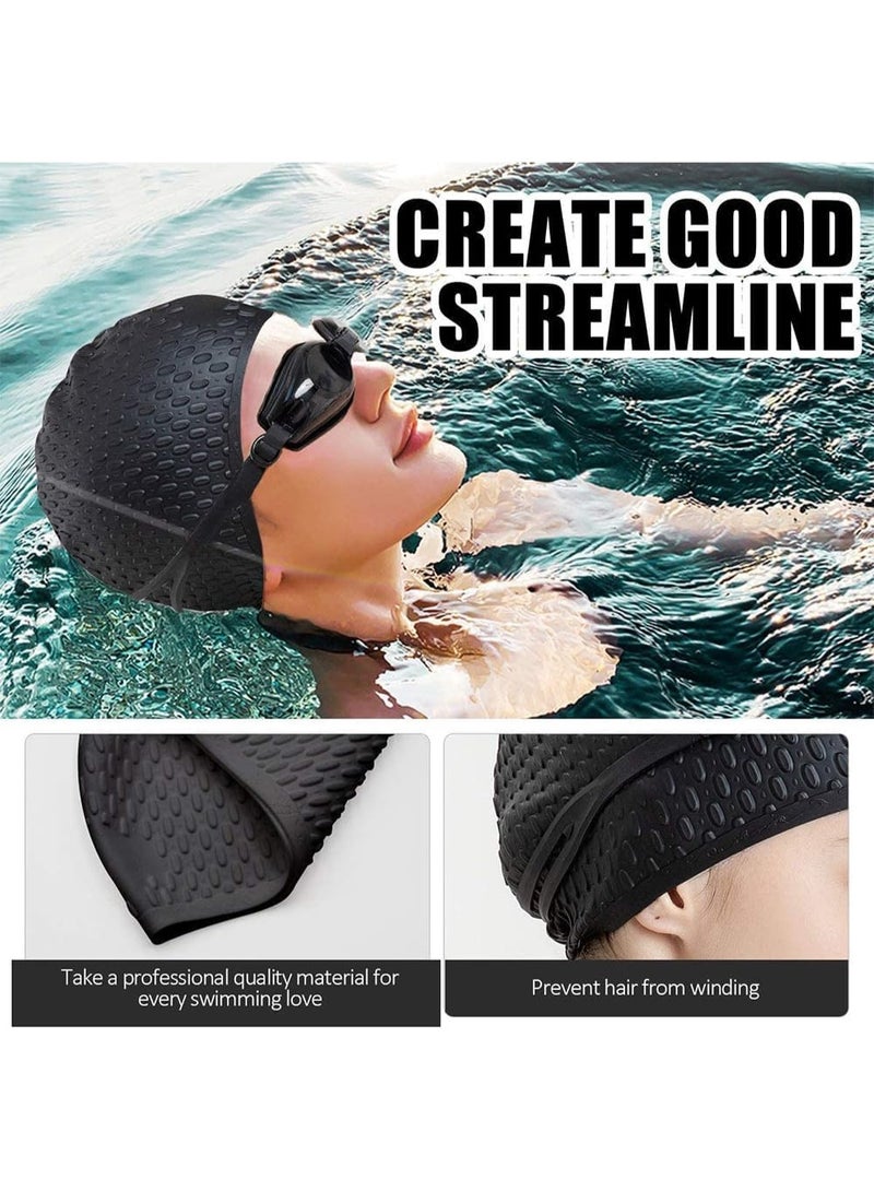 XUN Silicone Swim Cap, 2 Pack, Good Airtightness, Suitable for Short Hair and Medium-Length Curly Hair, Adult Swim Caps for Men and Women - Image 5