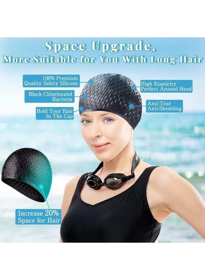 XUN Silicone Swim Cap, 2 Pack, Good Airtightness, Suitable for Short Hair and Medium-Length Curly Hair, Adult Swim Caps for Men and Women - Image 2