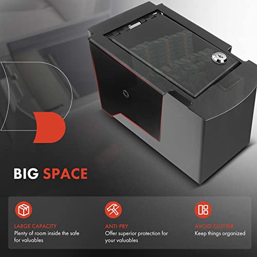 A-Premium Center Console Safe Box with 2 Keys Compatible with Ford Edge 2015-2019 Black - Image 5