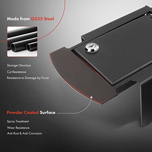 A-Premium Center Console Safe Box with 2 Keys Compatible with Ford Edge 2015-2019 Black - Image 3