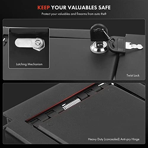 A-Premium Center Console Safe Box with 2 Keys Compatible with Ford Edge 2015-2019 Black - Image 4