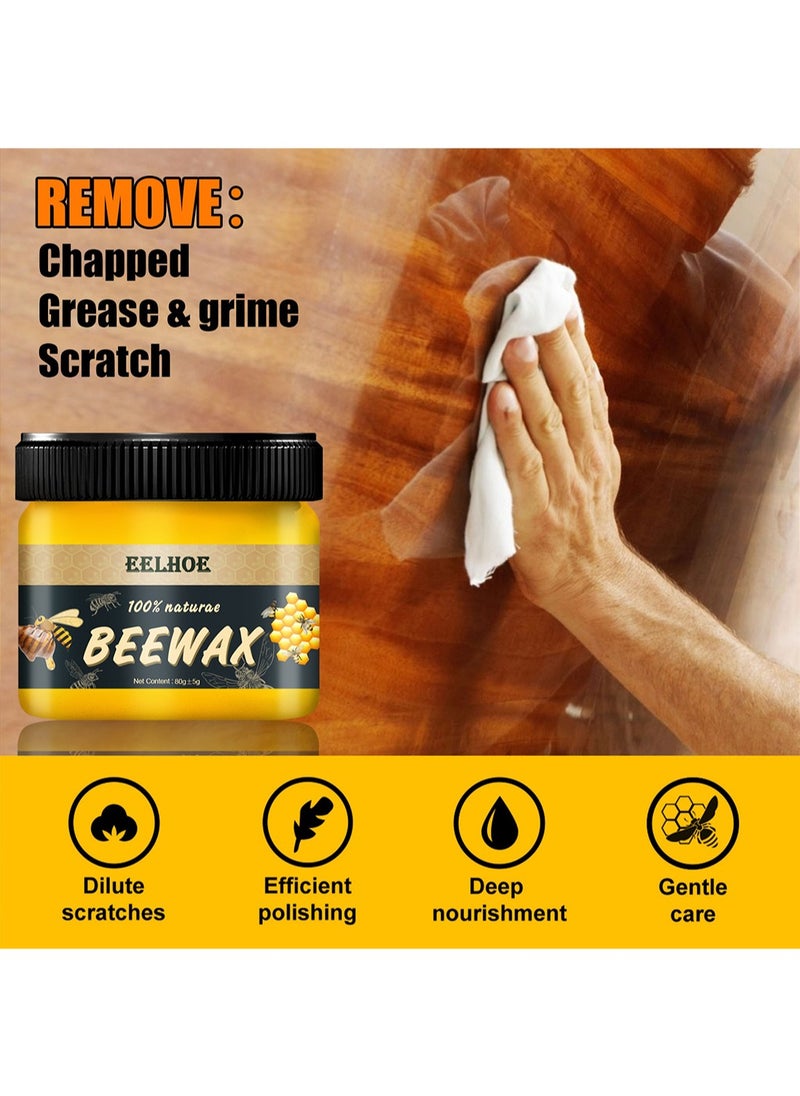 EELHOE 100% Natural Beewax, Wood Wax Polish for Wood Cleaning and Furniture Care, Furniture Conditioner to Diminish Scratches and Provide Gentle Care, 80g ± 5g  - Image 2
