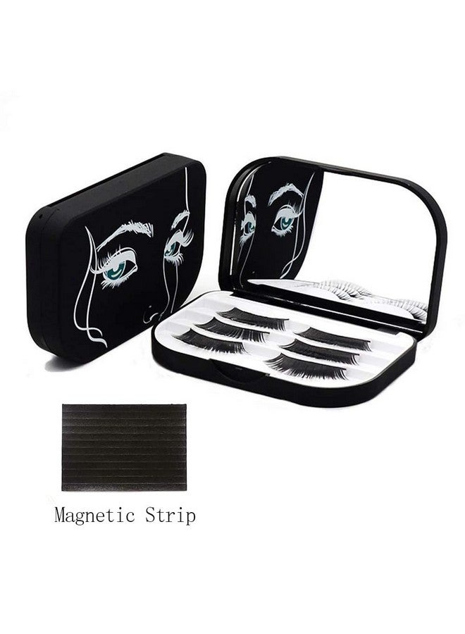 YiQiYi Cosmetic Case Empty Eyelashes Storage Case With Makeup Mirror Holder Box Fake Eyelash Packing Travel Storage Case Eyelashes Bag(Black) - Image 3