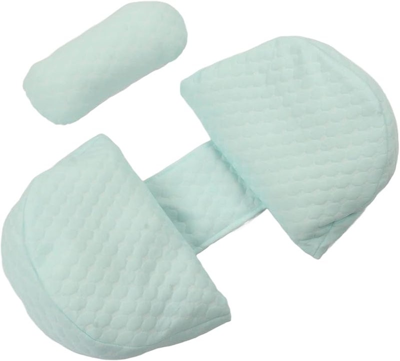 وسادة الأمومة المريحة من فديت على شكل حرف يو لتخفيف آلام الظهر بتصميم قابل للتعديل وغلاف قطني ناعم باللون الأزرق - Image 3