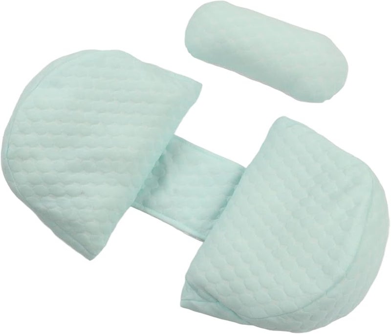 وسادة الأمومة المريحة من فديت على شكل حرف يو لتخفيف آلام الظهر بتصميم قابل للتعديل وغلاف قطني ناعم باللون الأزرق - Image 1