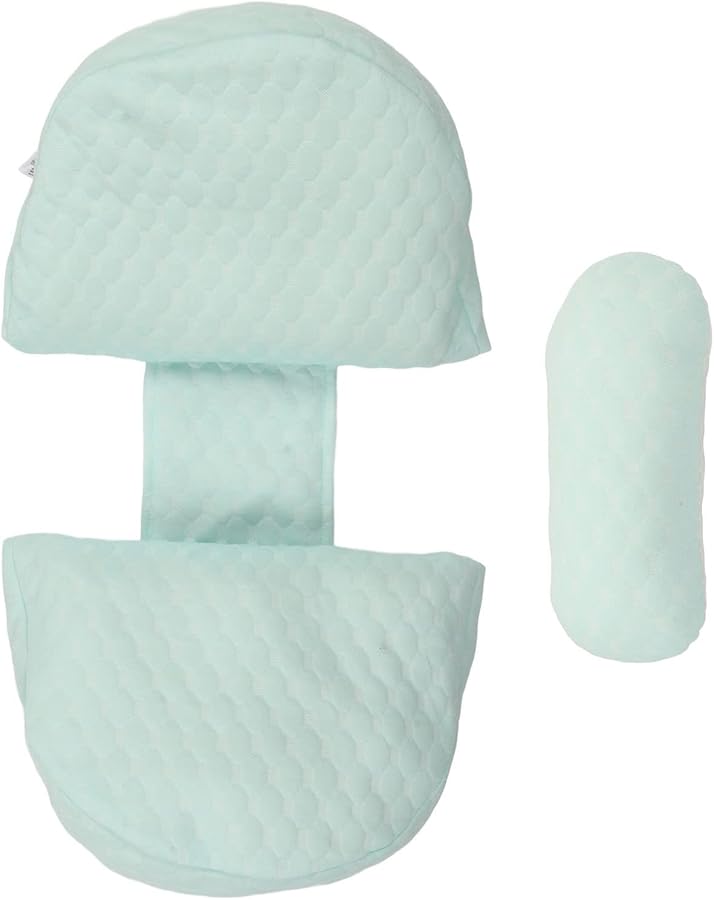 وسادة الأمومة المريحة من فديت على شكل حرف يو لتخفيف آلام الظهر بتصميم قابل للتعديل وغلاف قطني ناعم باللون الأزرق - Image 5