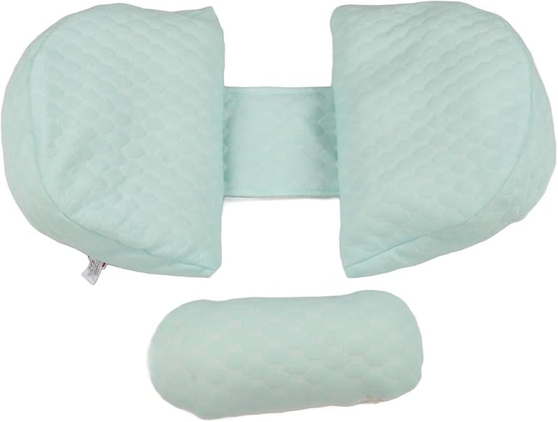 وسادة الأمومة المريحة من فديت على شكل حرف يو لتخفيف آلام الظهر بتصميم قابل للتعديل وغلاف قطني ناعم باللون الأزرق - Image 4