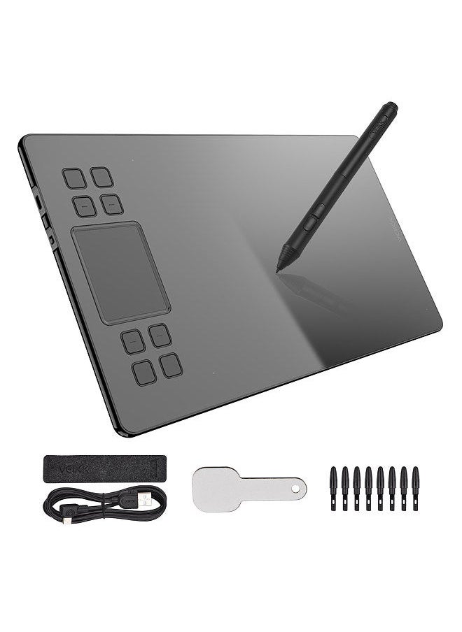 Veikk - A50 Graphics Drawing Tablet 10 x 6 Inch Large Active Area 8 Express Keys & Gesture Touch-Pad 8192 Levels Pressure Art Graphics Tablet with Battery-free Stylus 8 Pen Nibs - Image 1