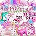 BEOXAGAR Dino Rex Three Girls Birthday Party Decorations Pink Dinosaur Supplies - Image 3