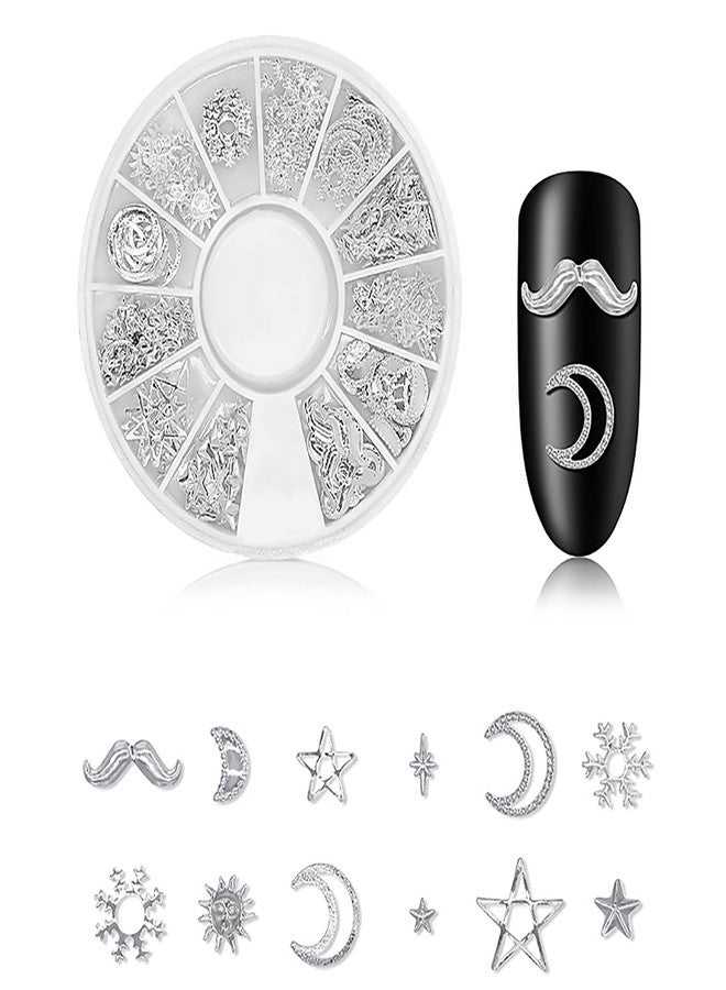 DANNEASY 3D Nail Charms Nail Jewels Silver Nail Art Charms Charms for Nails Metal Nail Studs Nail Jewelry for Acrylic Nails DIY Craft Nail Decoration (6 Boxes) - Image 3