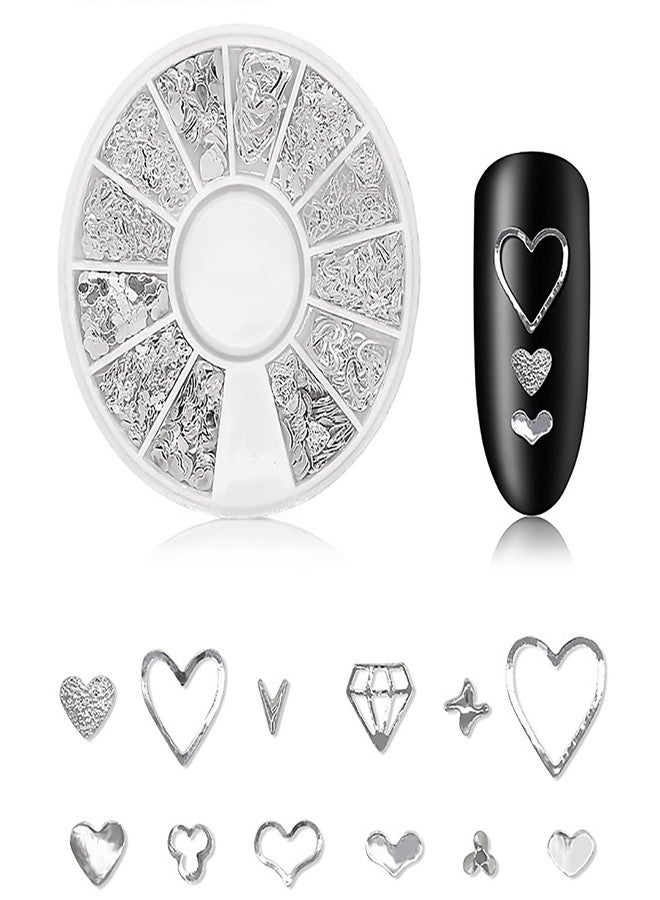 DANNEASY 3D Nail Charms Nail Jewels Silver Nail Art Charms Charms for Nails Metal Nail Studs Nail Jewelry for Acrylic Nails DIY Craft Nail Decoration (6 Boxes) - Image 4