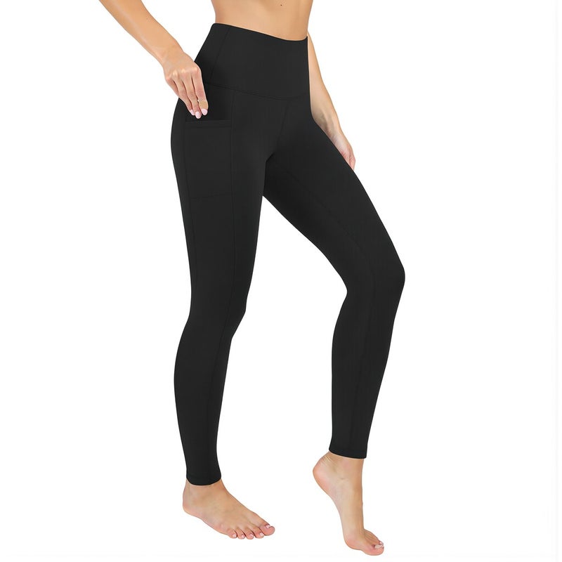 Soft Fleece Leggings Women Postpartum Gentle Compression Warm Pocketed S Black - Image 1