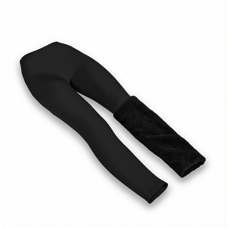 Soft Fleece Leggings Women Postpartum Gentle Compression Warm Pocketed S Black - Image 4