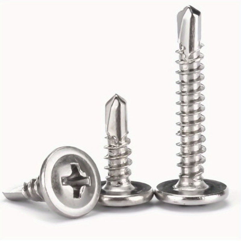 200pcs M4.2 410 Stainless Steel Self Drilling Screws Flat Washer Head - Image 5