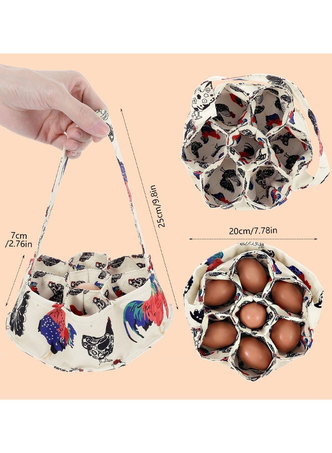 Chicken Egg Collecting Basket, 7 Pouches Chicken Eggs Basket For Gathering Fresh Chick Egg Holder Countertop Gifts For Duck Goose Carton Carrier - Image 2