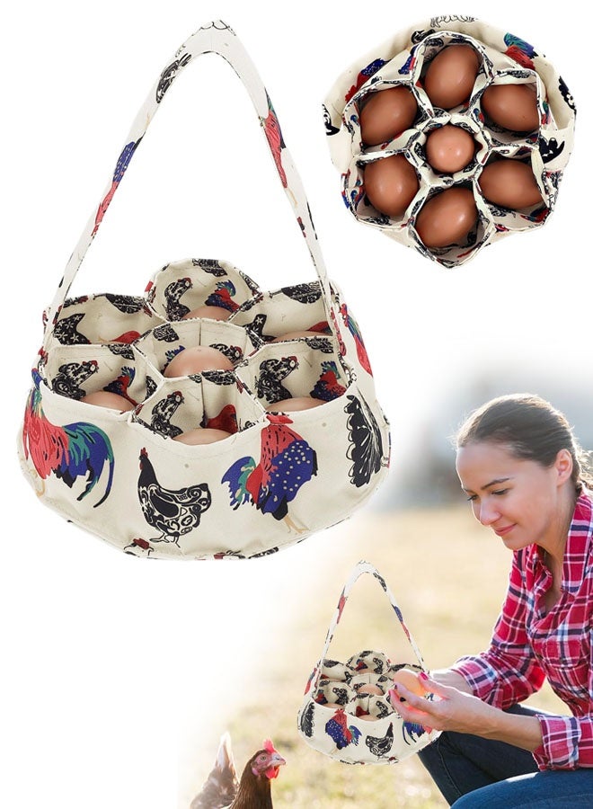Chicken Egg Collecting Basket, 7 Pouches Chicken Eggs Basket For Gathering Fresh Chick Egg Holder Countertop Gifts For Duck Goose Carton Carrier - Image 1