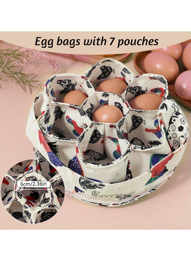Chicken Egg Collecting Basket, 7 Pouches Chicken Eggs Basket For Gathering Fresh Chick Egg Holder Countertop Gifts For Duck Goose Carton Carrier - Image 5