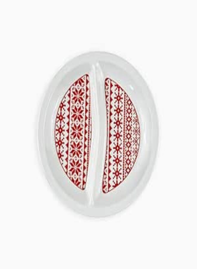 Rosa Porcelain Xmas Divided Serving Plate with 2 Compartments