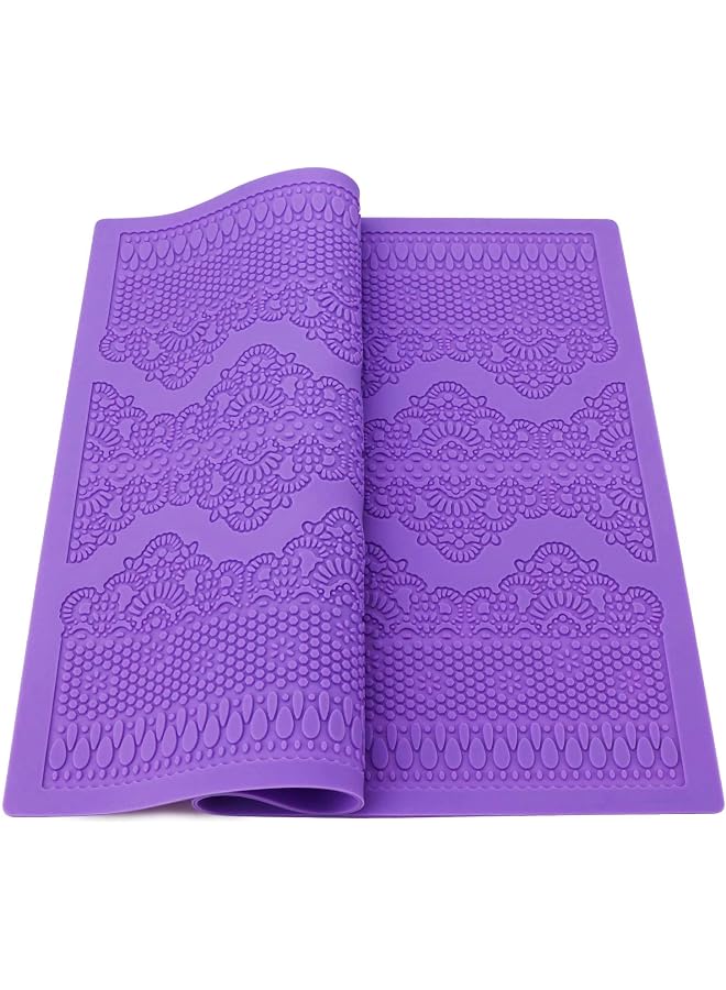 S-TOP Fondant Lace Mold, Silicone Lace Mould for Cake Decorating Molds Silicone Shapes Border Decoration, Fondant Impression Mat Purple for Chocolate Sugar Sugarcraft Candy Cupcake Baking Embossing - Image 1