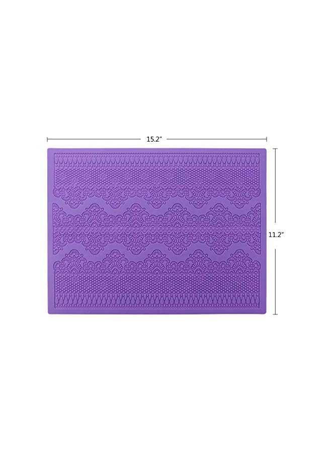 S-TOP Fondant Lace Mold, Silicone Lace Mould for Cake Decorating Molds Silicone Shapes Border Decoration, Fondant Impression Mat Purple for Chocolate Sugar Sugarcraft Candy Cupcake Baking Embossing - Image 3