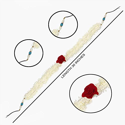 Paradise® Double Hair Gajra Artificial Hair Gajra Flowers For Wedding Hair Veni 380 degree gajra With Blue Pearl - Image 2