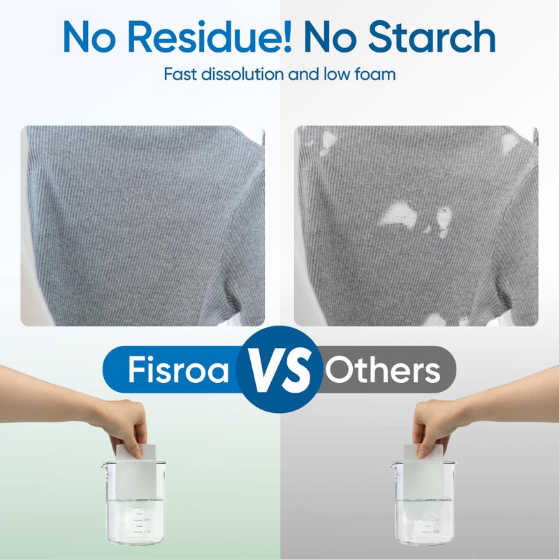 Fisroa Fragrance Free Laundry Detergent Sheets Travel Eco-friendly 300 Loads Fisroa Clothes Washing Detergent Sheets Plastic-Free Washer Strips, Unscented Liquidless Laundry Strips Tablet - Image 5