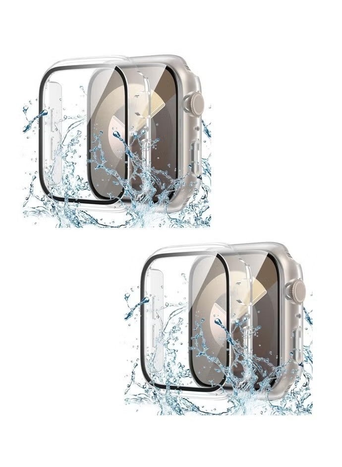 2-Pack Tempered Glass Full Cover for Apple Watch Series 10 (42mm) - Scratch/Water/Dust Proof with Unique Design Hard PC Frame, Clear - Image 1