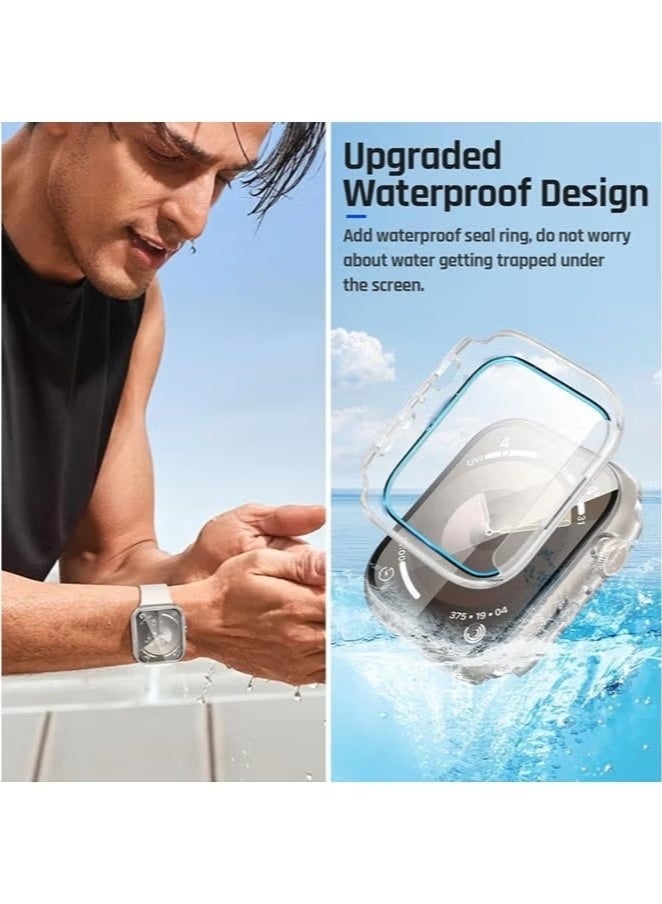 2-Pack Tempered Glass Full Cover for Apple Watch Series 10 (42mm) - Scratch/Water/Dust Proof with Unique Design Hard PC Frame, Clear - Image 2