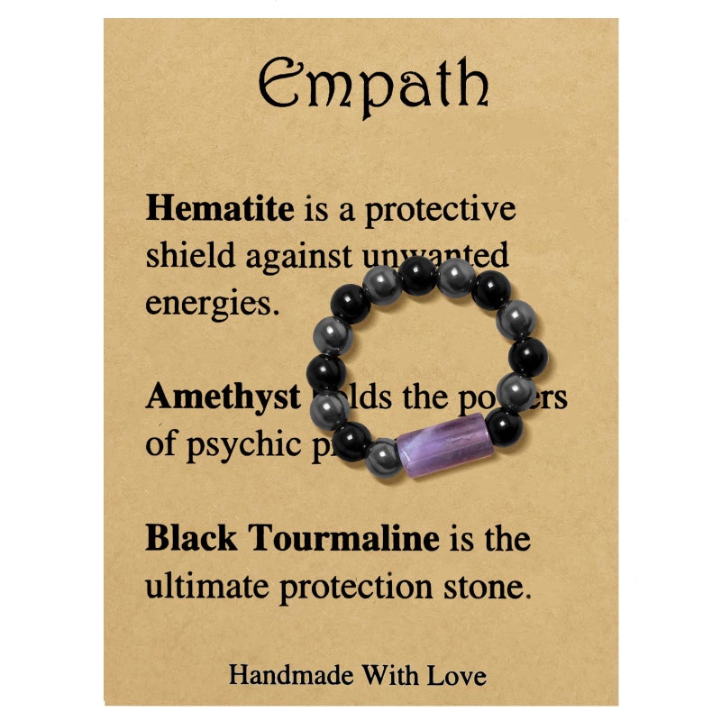 yfstyle Healing Crystal Ring Spiritual Stretch Crystal Rings for Women Men Natural Stone Anxiety Rings Empath Protection Ring Natural Gemstones Rings Jewelry Gifts Empath Ring - Image 1