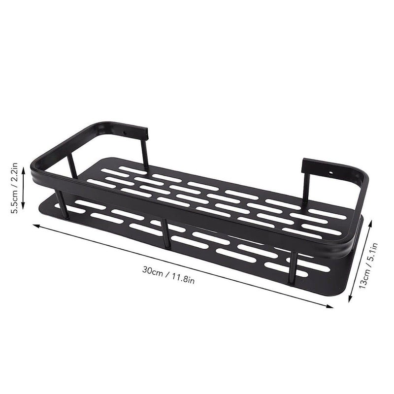 ETONWALL Wall Mounted Shower Caddy Shelf Space Saving High Load Bearing Aluminum Shower Storage Rack with Traceless Stickers for Bathroom & Kitchen Organized Storage (Black) - Image 2