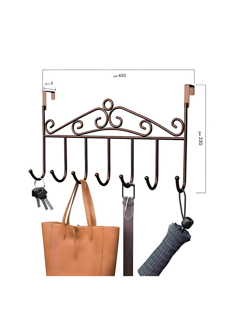 Generic Elegant Entry Hook - Contemporary Iron Door Hanger With 7 Strong Hooks, Installs Without Screws, Ideal For Hanging Garments And Hats In Tight Spaces  - Image 5