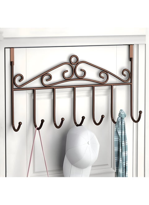Elegant Entry Hook - Contemporary Iron Door Hanger With 7 Strong Hooks, Installs Without Screws, Ideal For Hanging Garments And Hats In Tight Spaces