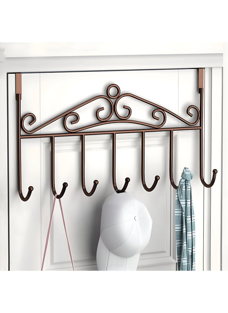 Generic Elegant Entry Hook - Contemporary Iron Door Hanger With 7 Strong Hooks, Installs Without Screws, Ideal For Hanging Garments And Hats In Tight Spaces  - Image 1