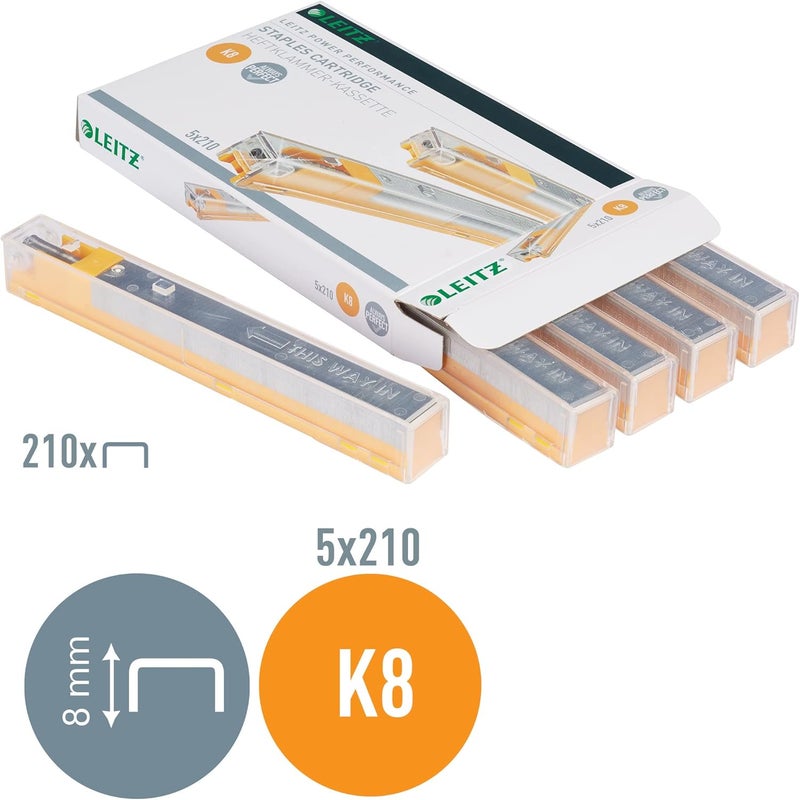 LEITZ 55920000 K8 Power Performance Stapler Cartridge, 40 Sheet Capacity, Strong Steel, 1050 Staples, Length 8 mm - Image 3