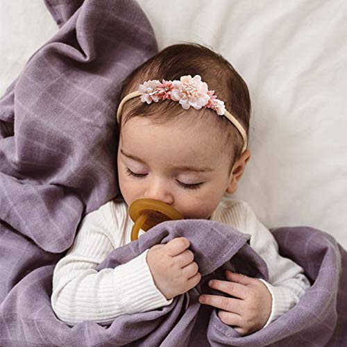 mligril Baby Girl Nylon Headbands Flower Hair Bows Accessories-Elastic Hair Band Crown Handmade FLoral Wraps Birthday Gifts for Girls Newborn Infant Toddler 3Pcs - Image 2