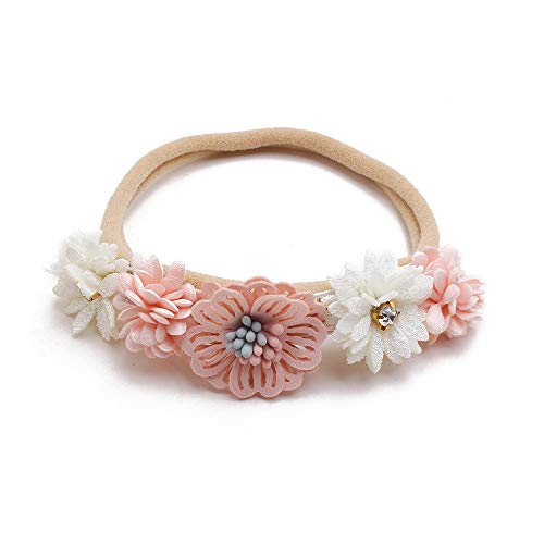 mligril Baby Girl Nylon Headbands Flower Hair Bows Accessories-Elastic Hair Band Crown Handmade FLoral Wraps Birthday Gifts for Girls Newborn Infant Toddler 3Pcs - Image 4