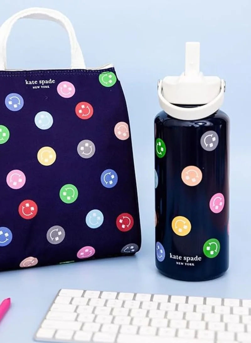 Kate Spade New York Spade Smiley Stainless Steel Water Bottle with Sling 33oz