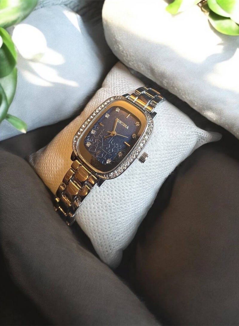 Montera Women's Watch - Blue Patterned Dial with Metal Bracelet - Image 2