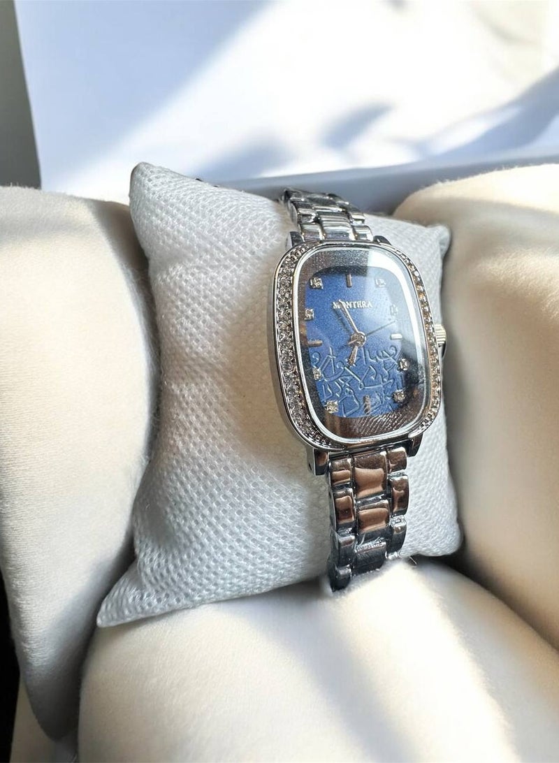 Montera Women's Watch - Blue Patterned Dial with Metal Bracelet - Image 3