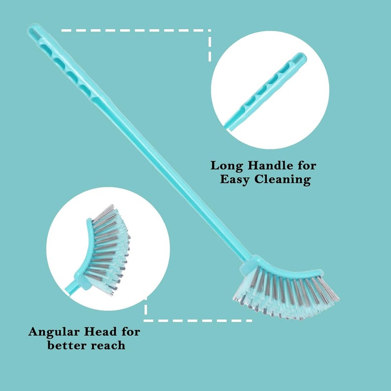 Kleanmax KLEAN MAX Single Side Toilet Cleaner Brush for Cleaning Indian and Western Style Toilets 1 Piece Sea Green Color Virgin Plastic Toilet Brush - Image 2