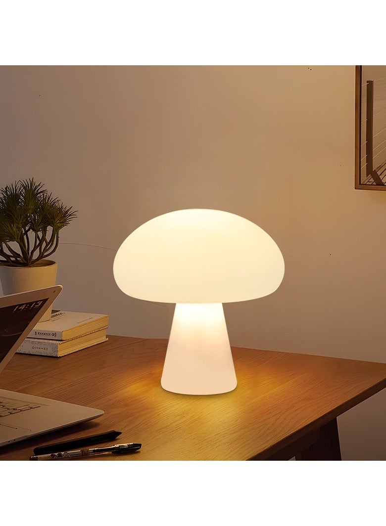 general ins medieval Danish cream wind mushroom desk lamp charging living room study bedroom bedside decoration ambient light charging button switch version - three-color dimming - Image 1